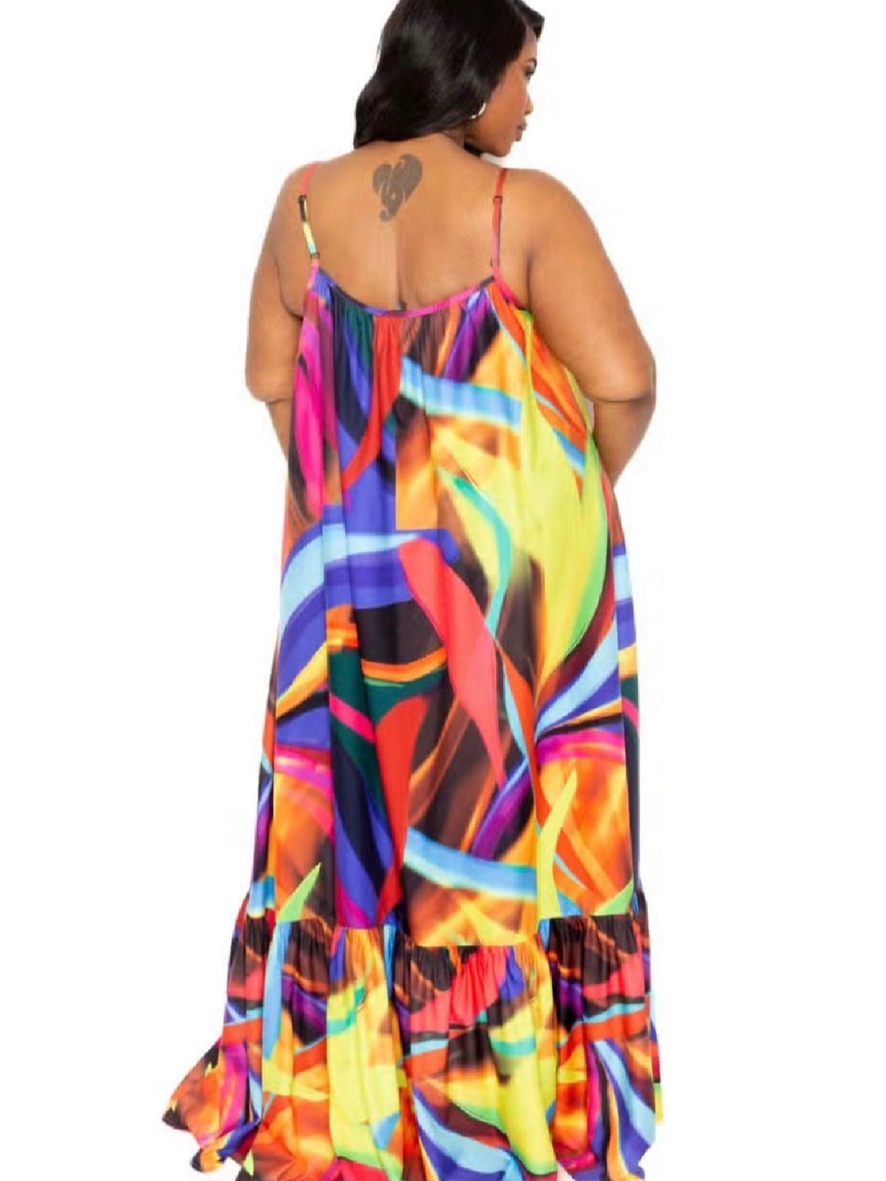 Color Splash Abstract Maxi Dress | Flowy Sleeveless Boho Resort Dress | Women’s - Picture 4 of 10